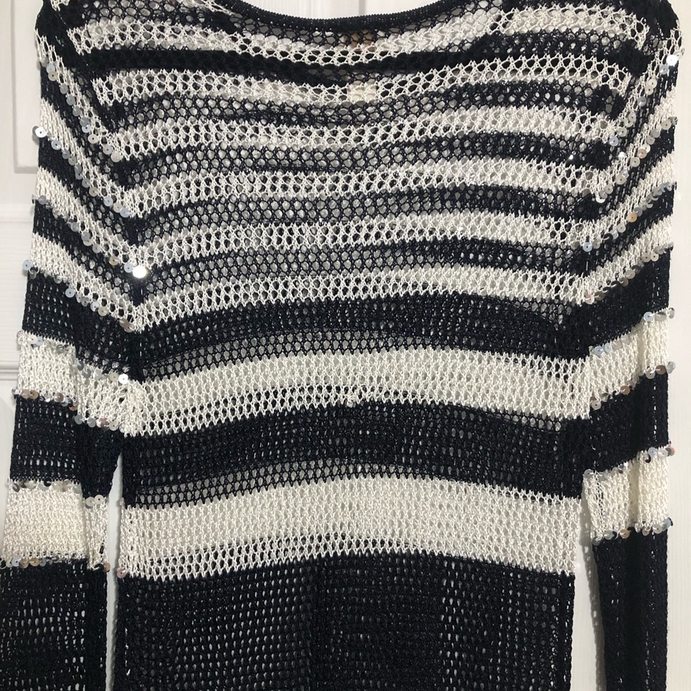 Chico’s open knit sequin pullover top swim cover up size Chico’s 2 or Large 12 - Picture 9 of 13